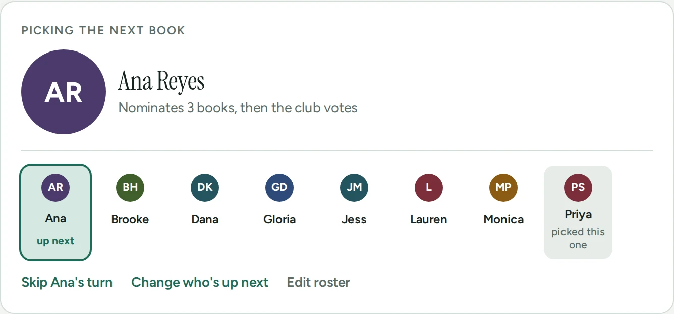 Who picks next: the rotation of members, with Ana up next